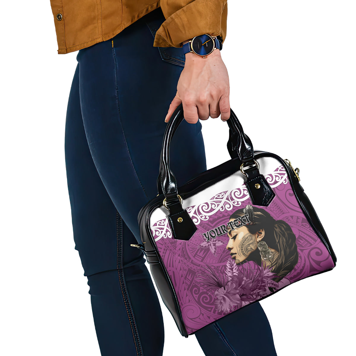 Custom New Zealand Womens Day Shoulder Handbag Traditional Maori Woman Polynesian Pattern Pink Color LT03 - Polynesian Pride