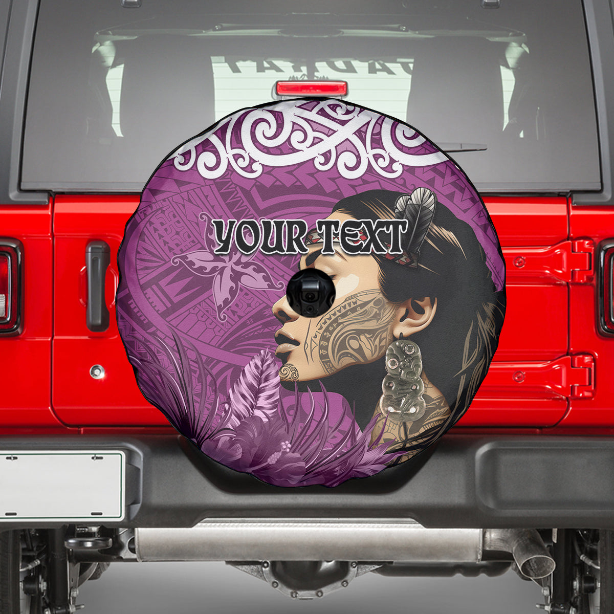 Custom New Zealand Womens Day Spare Tire Cover Traditional Maori Woman Polynesian Pattern Pink Color LT03 - Polynesian Pride