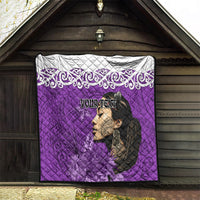 Custom New Zealand Womens Day Quilt Traditional Maori Woman Polynesian Pattern Purple Color LT03 - Polynesian Pride