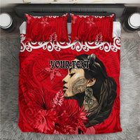 Custom New Zealand Womens Day Bedding Set Traditional Maori Woman Polynesian Pattern Red Color LT03 Red - Polynesian Pride
