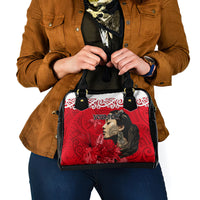 Custom New Zealand Womens Day Shoulder Handbag Traditional Maori Woman Polynesian Pattern Red Color LT03 - Polynesian Pride