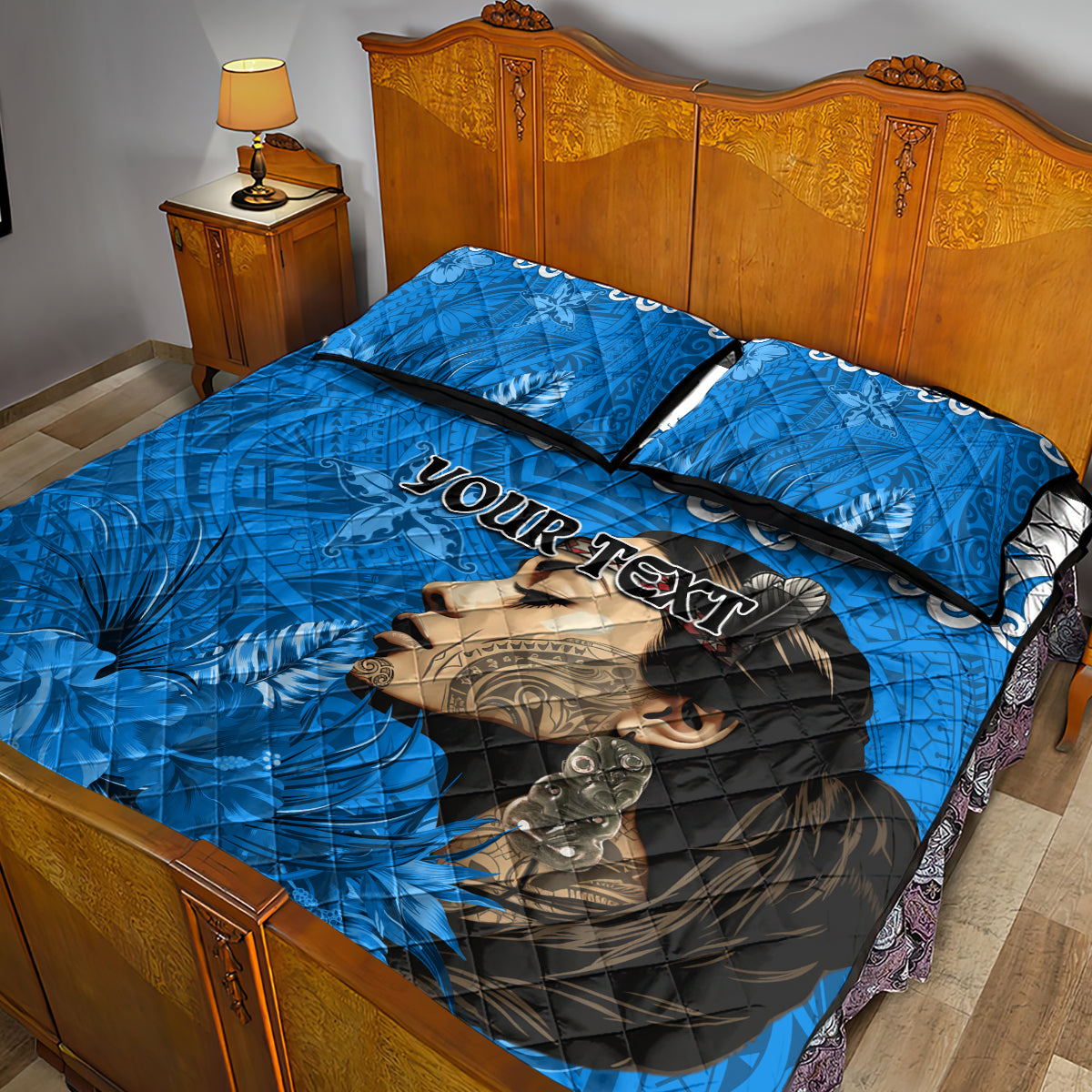 Custom New Zealand Womens Day Quilt Bed Set Traditional Maori Woman Polynesian Pattern Blue Color LT03 - Polynesian Pride