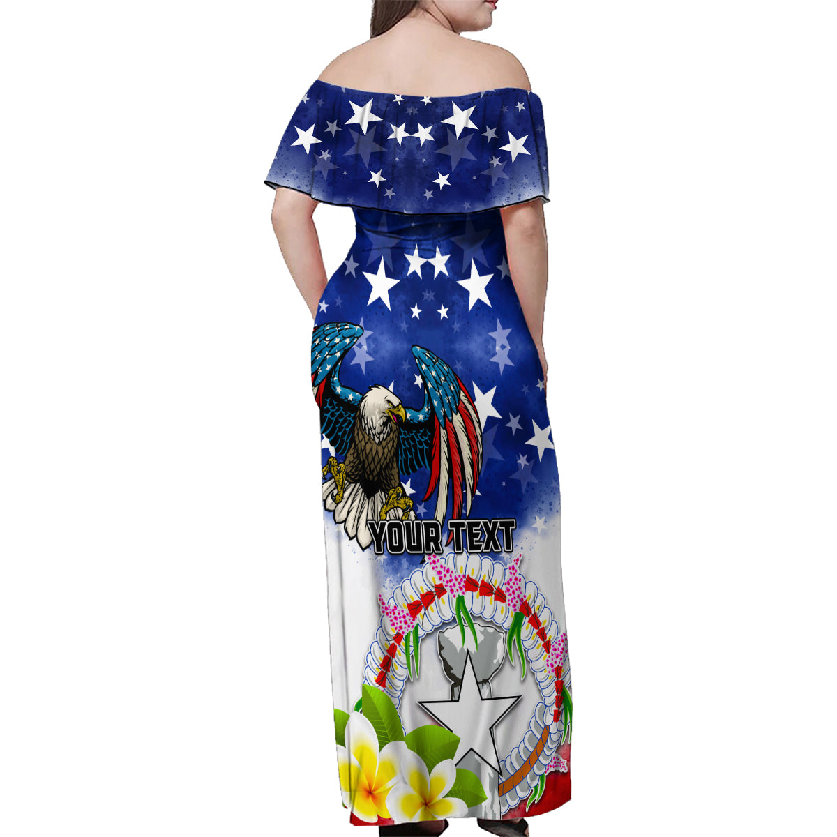 Custom Northern Mariana Islands Commonwealth Covenant Day Family Matching Off Shoulder Maxi Dress and Hawaiian Shirt Plumeria Flower Splash Style LT03 - Polynesian Pride