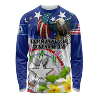 Custom Northern Mariana Islands Commonwealth Covenant Day Long Sleeve Shirt Plumeria Flower Splash Style LT03 Unisex Blue - Polynesian Pride