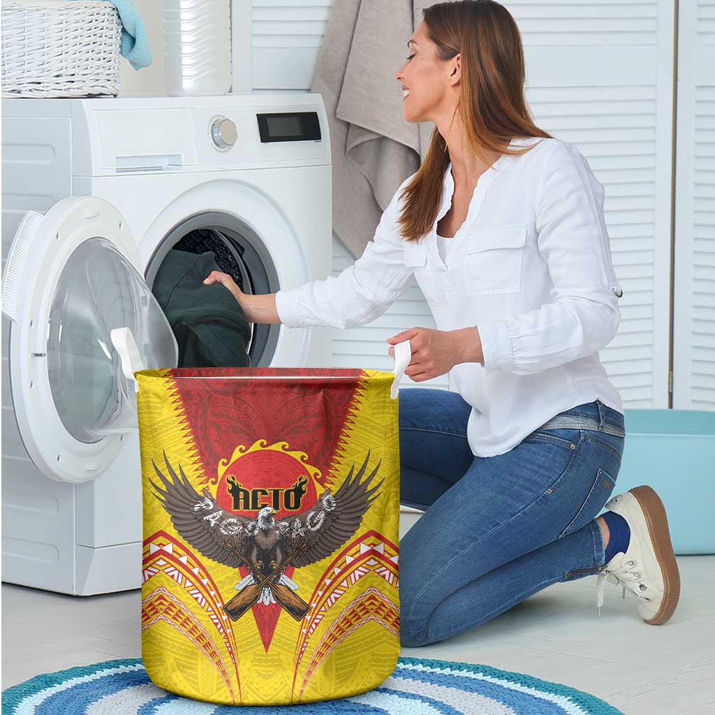 American Samoa Fautasi Race Laundry Basket Pago Pago-Aeto Samoan Tattoo and Eagle