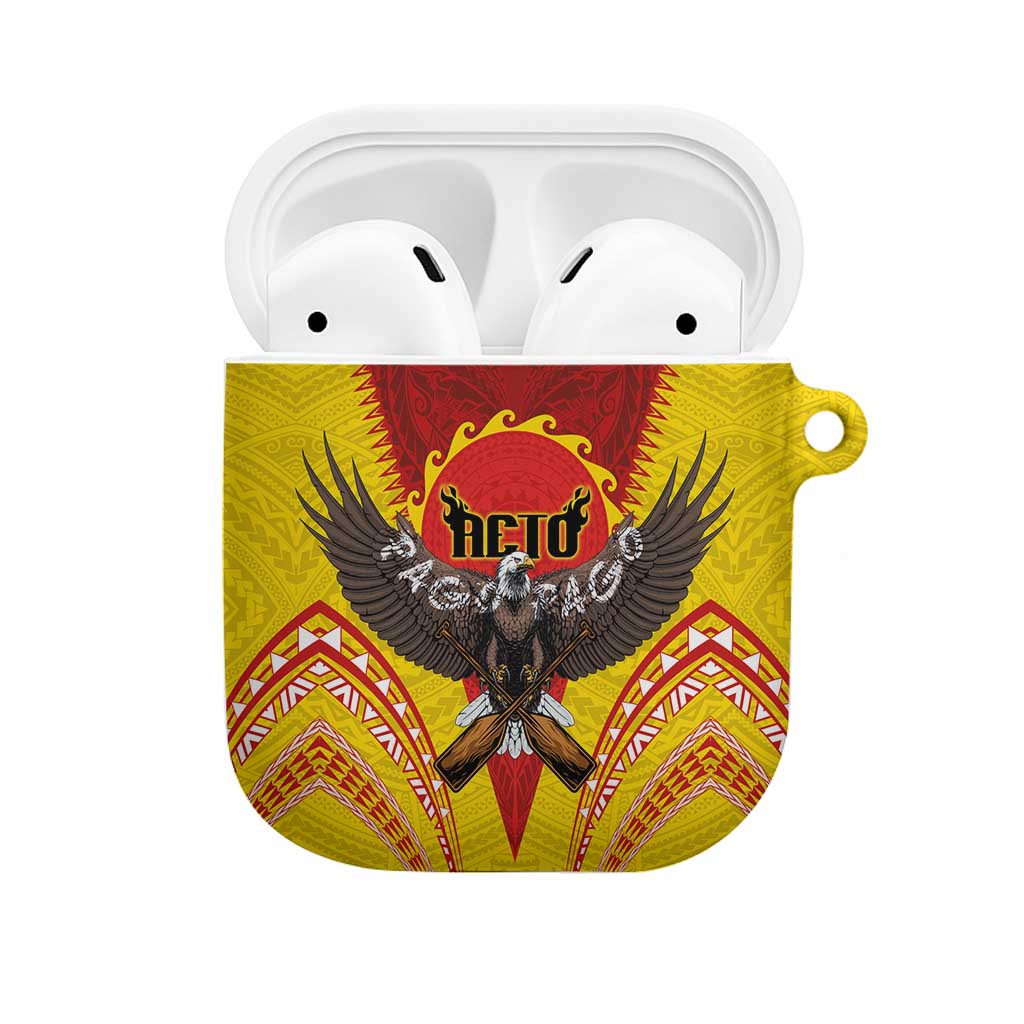 American Samoa Fautasi Race AirPods Case Pago Pago-Aeto Samoan Tattoo and Eagle