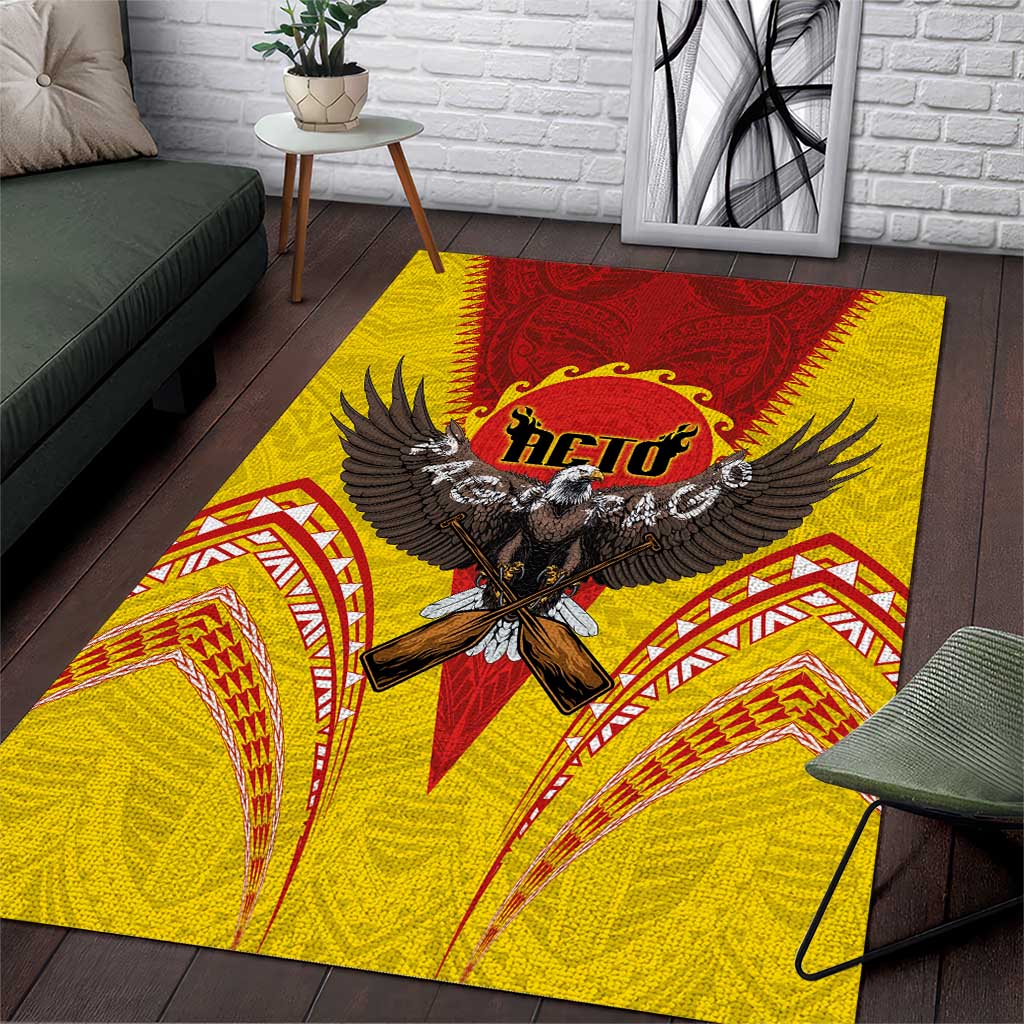 American Samoa Fautasi Race Area Rug Pago Pago-Aeto Samoan Tattoo and Eagle