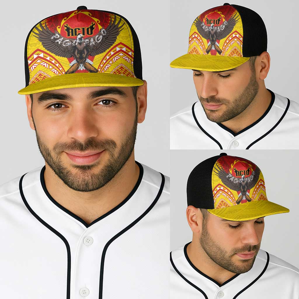 American Samoa Fautasi Race Baseball Net Cap Pago Pago-Aeto Samoan Tattoo and Eagle
