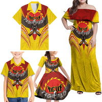 American Samoa Fautasi Race Family Matching Off Shoulder Maxi Dress and Hawaiian Shirt Pago Pago-Aeto Samoan Tattoo and Eagle LT03 - Polynesian Pride