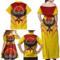 American Samoa Fautasi Race Family Matching Off Shoulder Maxi Dress and Hawaiian Shirt Pago Pago-Aeto Samoan Tattoo and Eagle LT03 - Polynesian Pride