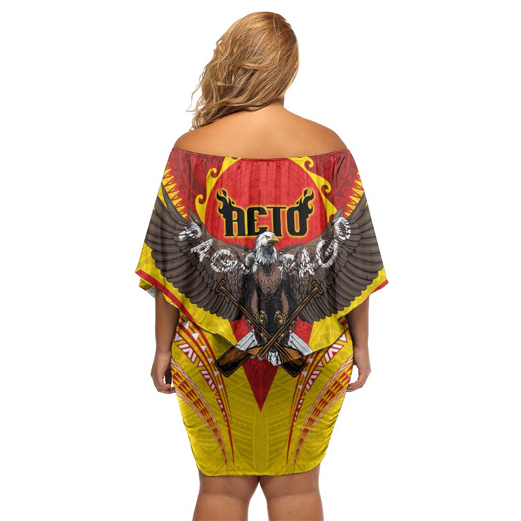 American Samoa Fautasi Race Family Matching Off Shoulder Short Dress and Hawaiian Shirt Pago Pago-Aeto Samoan Tattoo and Eagle LT03 - Polynesian Pride