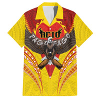 American Samoa Fautasi Race Family Matching Summer Maxi Dress and Hawaiian Shirt Pago Pago-Aeto Samoan Tattoo and Eagle LT03 Dad's Shirt - Short Sleeve Yellow - Polynesian Pride