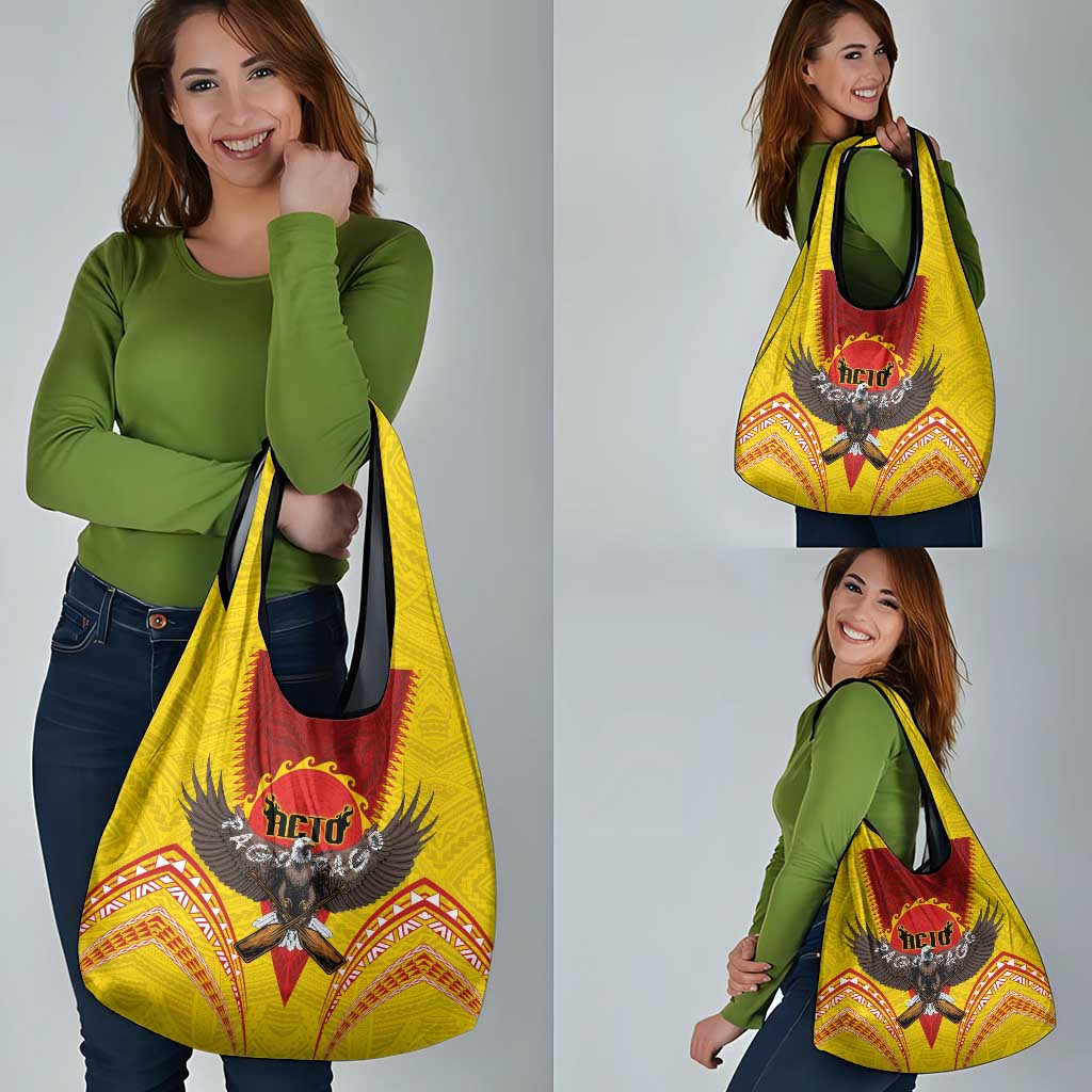 American Samoa Fautasi Race Grocery Bag Pago Pago-Aeto Samoan Tattoo and Eagle