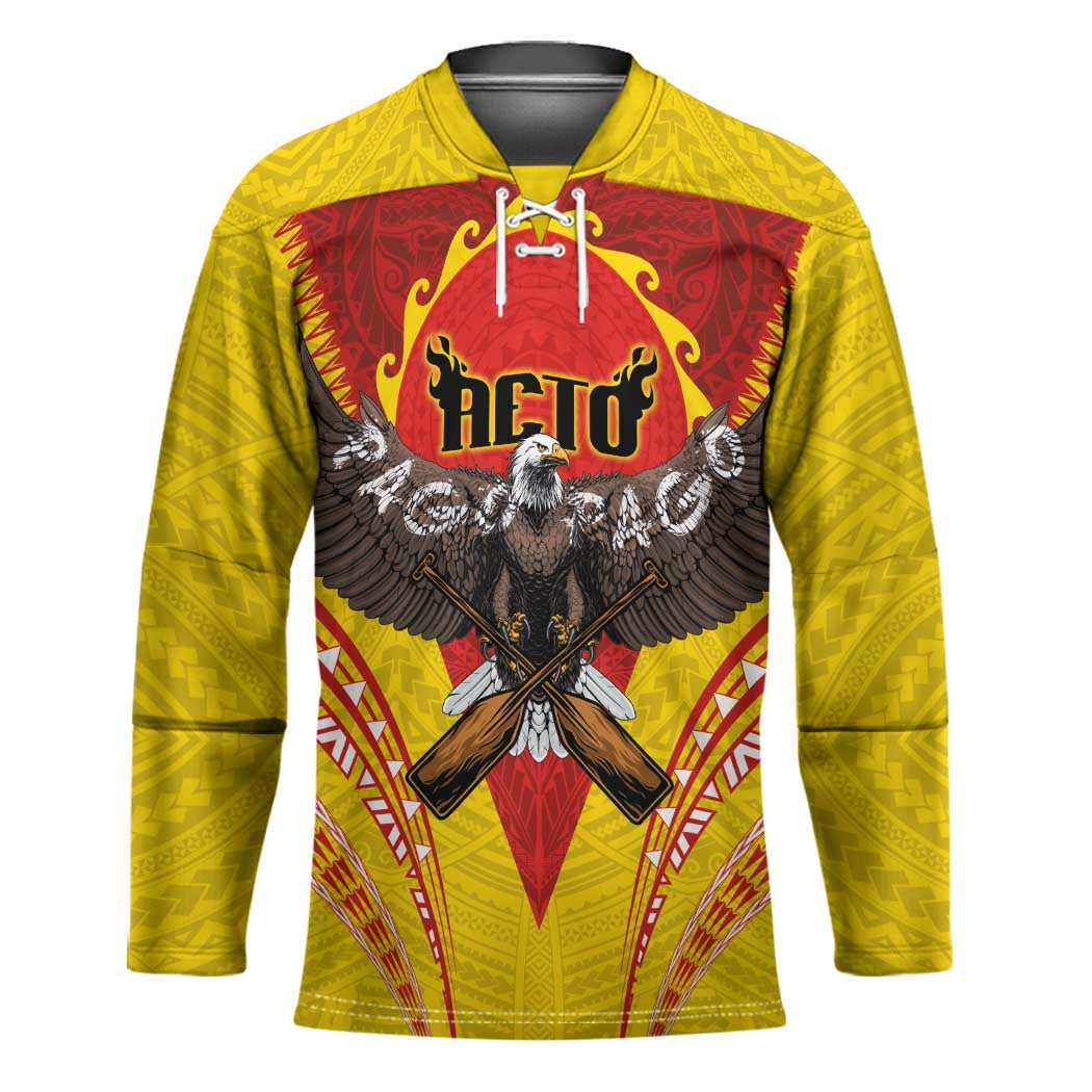 American Samoa Fautasi Race Hockey Jersey Pago Pago-Aeto Samoan Tattoo and Eagle