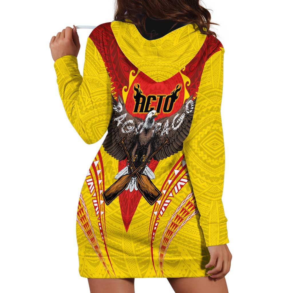 American Samoa Fautasi Race Hoodie Dress Pago Pago-Aeto Samoan Tattoo and Eagle