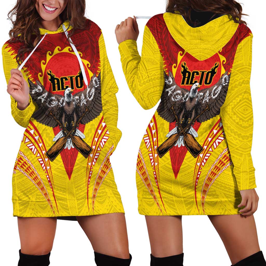American Samoa Fautasi Race Hoodie Dress Pago Pago-Aeto Samoan Tattoo and Eagle