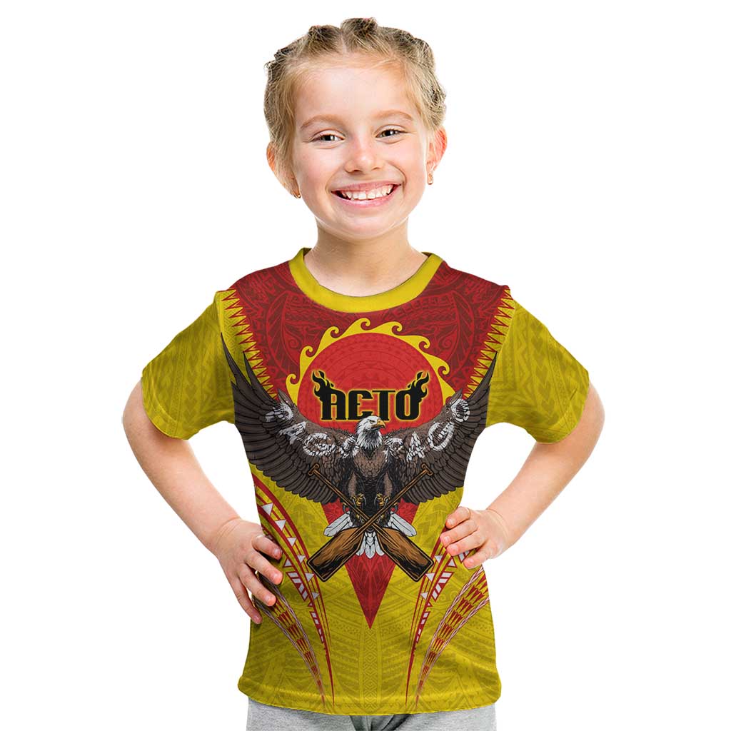 American Samoa Fautasi Race Kid T Shirt Pago Pago-Aeto Samoan Tattoo and Eagle