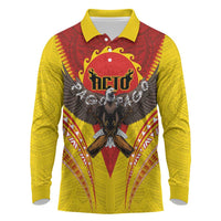 American Samoa Fautasi Race Long Sleeve Polo Shirt Pago Pago-Aeto Samoan Tattoo and Eagle
