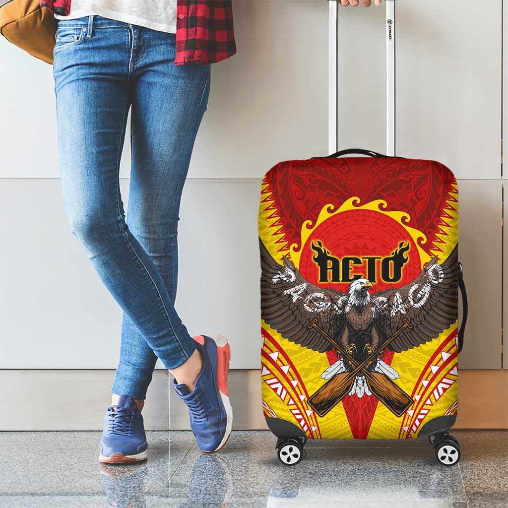 American Samoa Fautasi Race Luggage Cover Pago Pago-Aeto Samoan Tattoo and Eagle