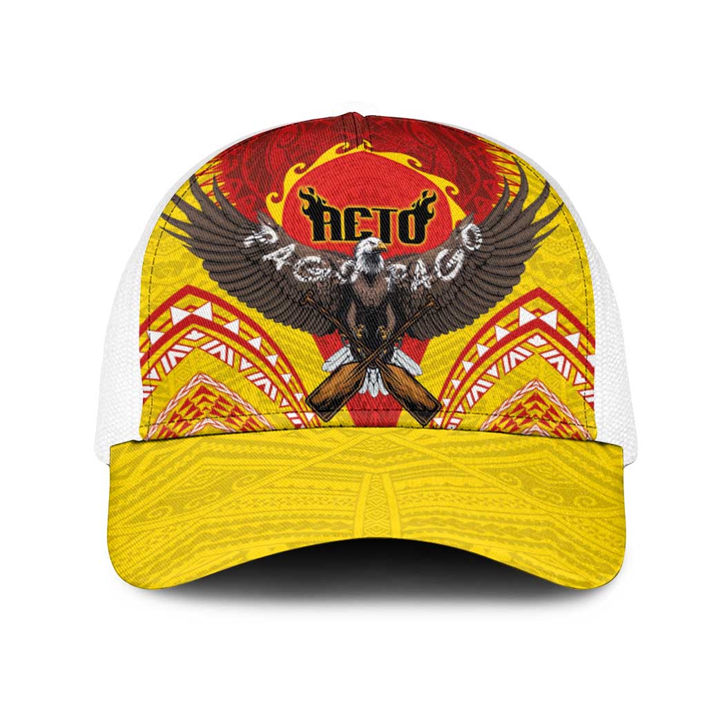 American Samoa Fautasi Race Mesh Trucker Cap Pago Pago-Aeto Samoan Tattoo and Eagle
