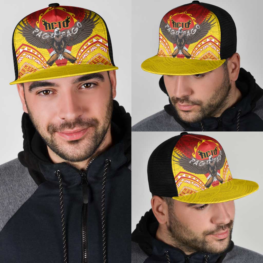 American Samoa Fautasi Race Mesh Trucker Cap Pago Pago-Aeto Samoan Tattoo and Eagle