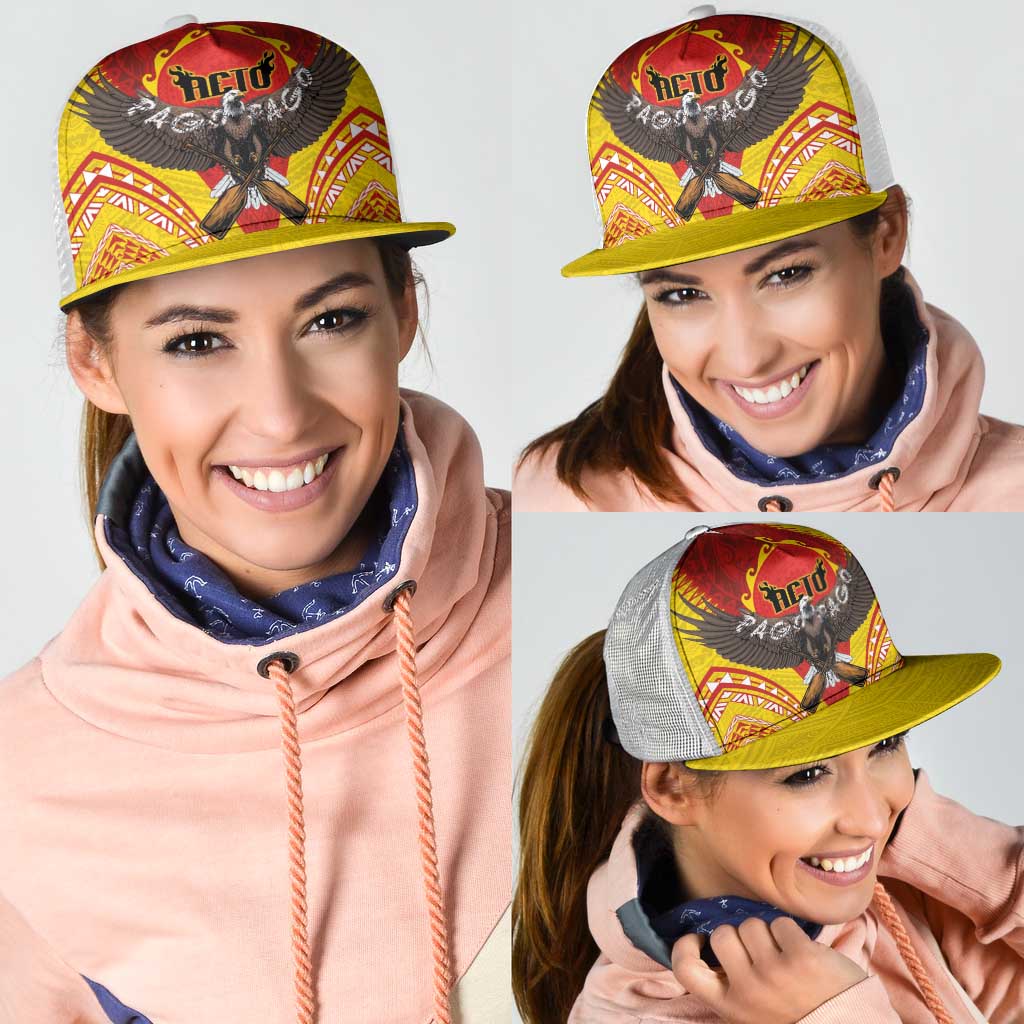 American Samoa Fautasi Race Mesh Trucker Cap Pago Pago-Aeto Samoan Tattoo and Eagle