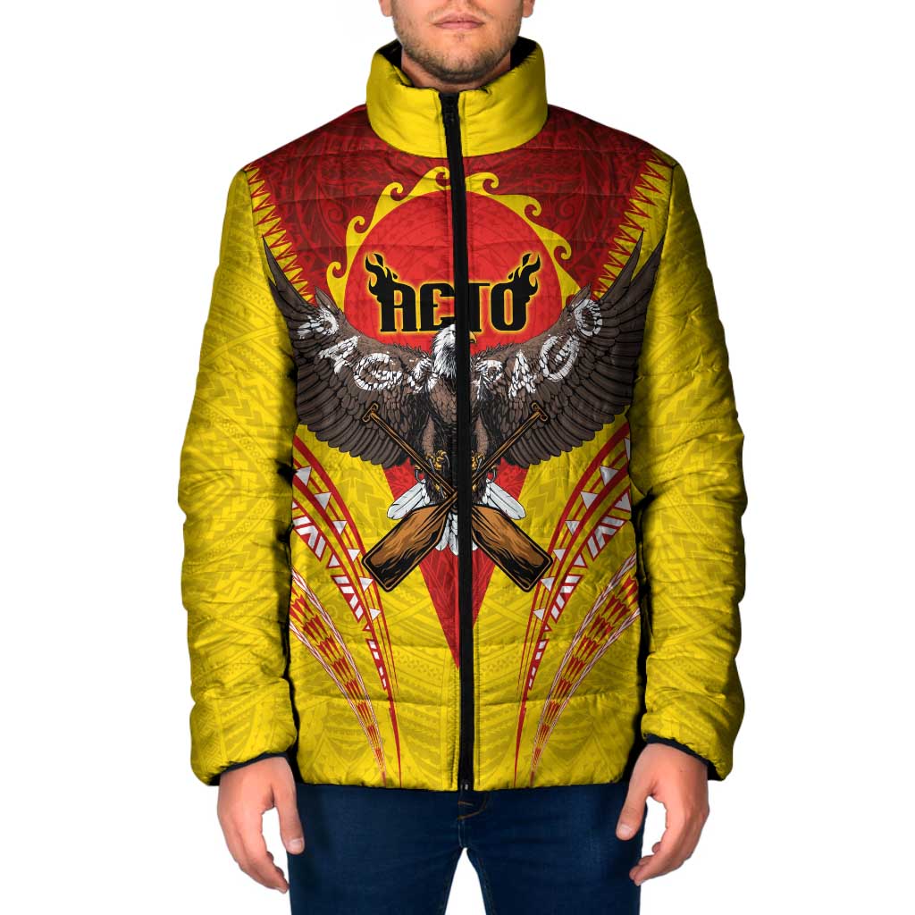 American Samoa Fautasi Race Padded Jacket Pago Pago-Aeto Samoan Tattoo and Eagle