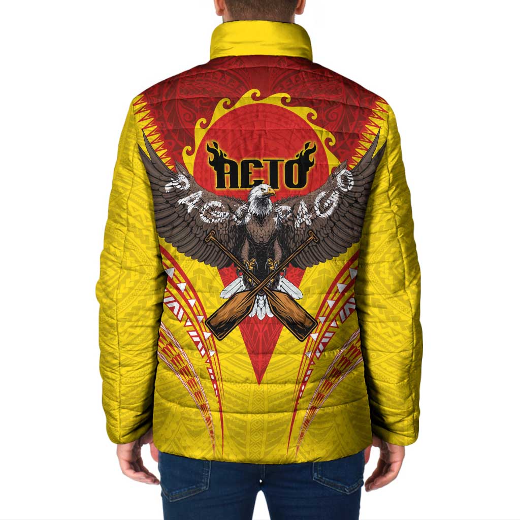 American Samoa Fautasi Race Padded Jacket Pago Pago-Aeto Samoan Tattoo and Eagle