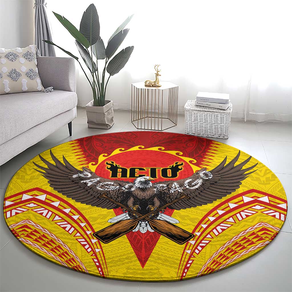 American Samoa Fautasi Race Round Carpet Pago Pago-Aeto Samoan Tattoo and Eagle