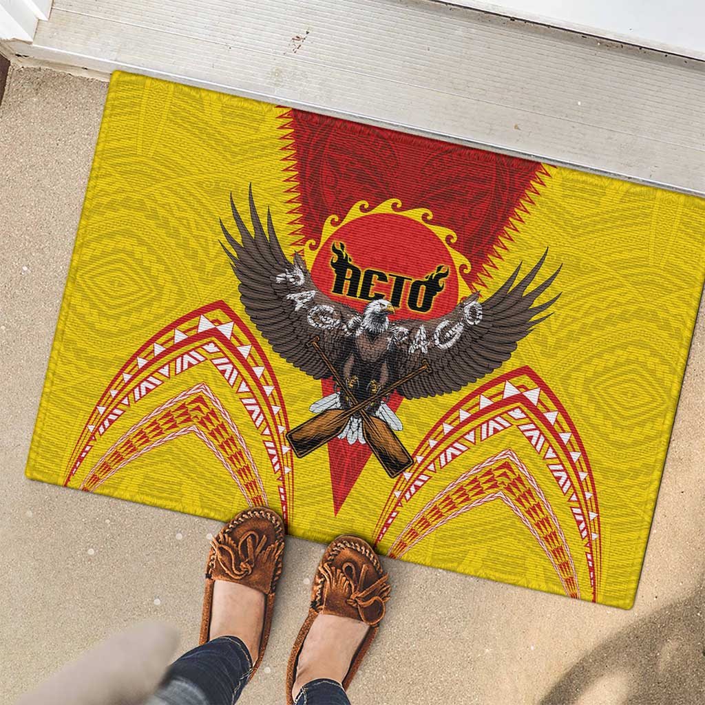 American Samoa Fautasi Race Rubber Doormat Pago Pago-Aeto Samoan Tattoo and Eagle
