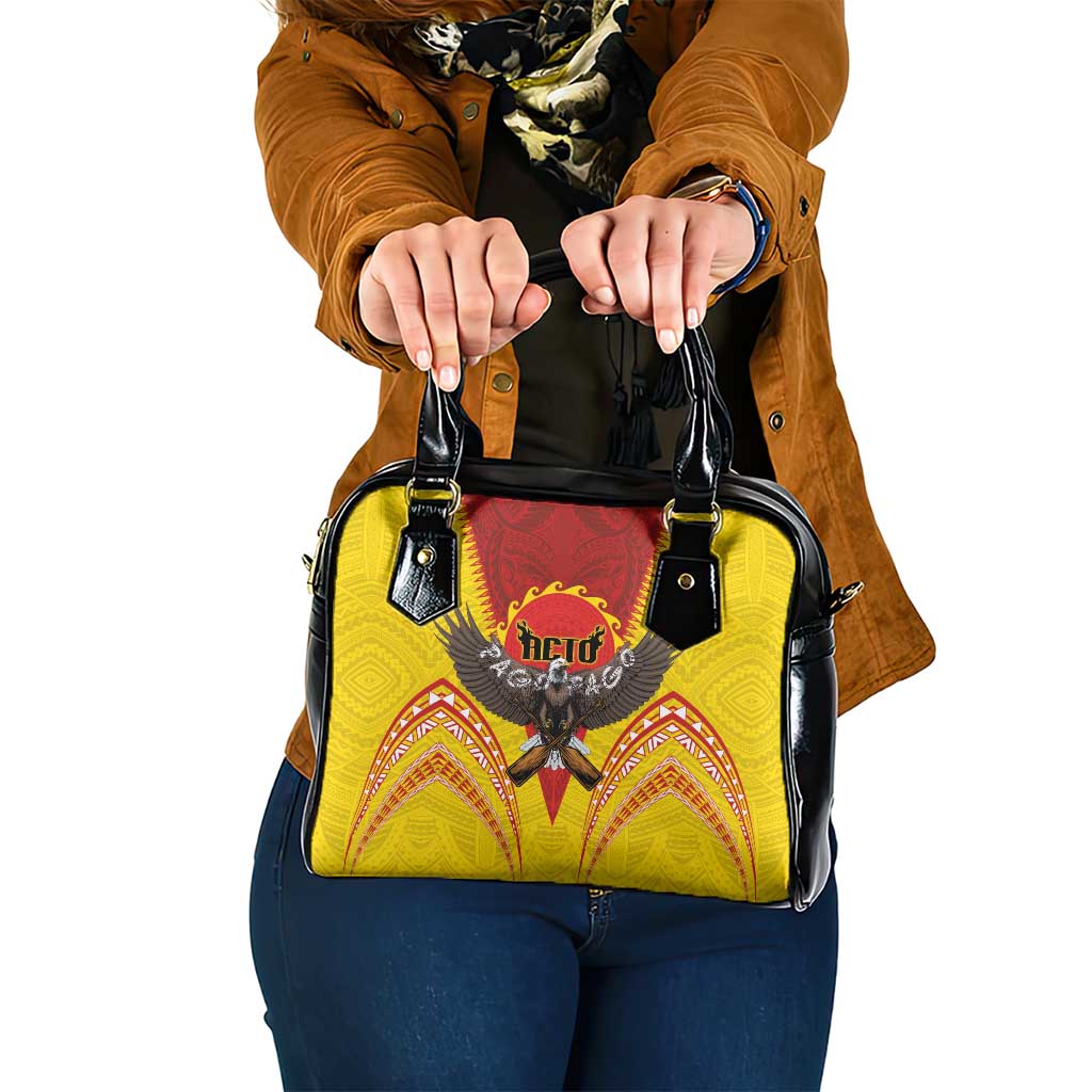 American Samoa Fautasi Race Shoulder Handbag Pago Pago-Aeto Samoan Tattoo and Eagle