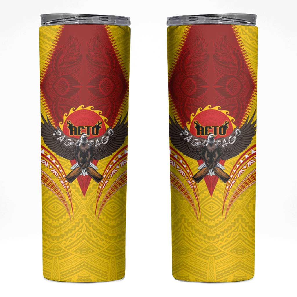 American Samoa Fautasi Race Skinny Tumbler Pago Pago-Aeto Samoan Tattoo and Eagle