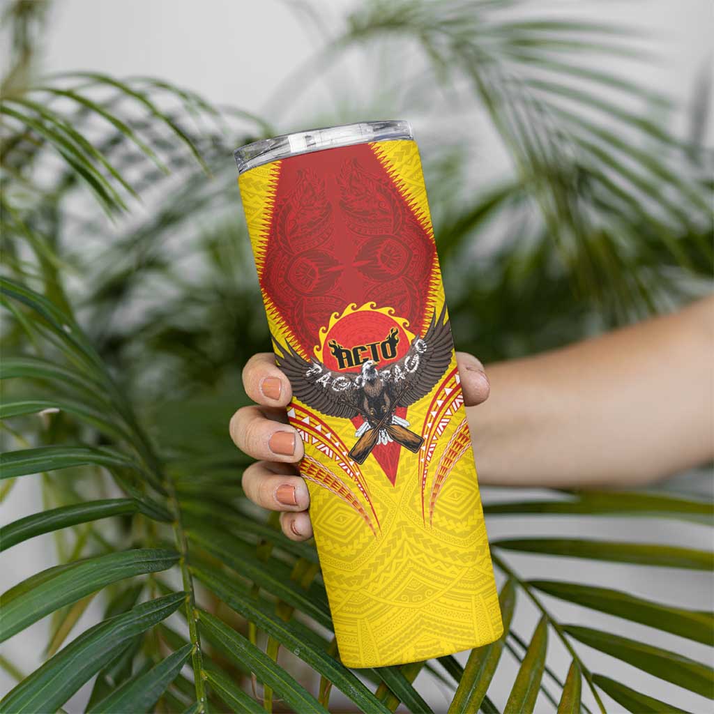 American Samoa Fautasi Race Skinny Tumbler Pago Pago-Aeto Samoan Tattoo and Eagle