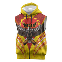 American Samoa Fautasi Race Sleeveless Zip Hoodie Pago Pago-Aeto Samoan Tattoo and Eagle