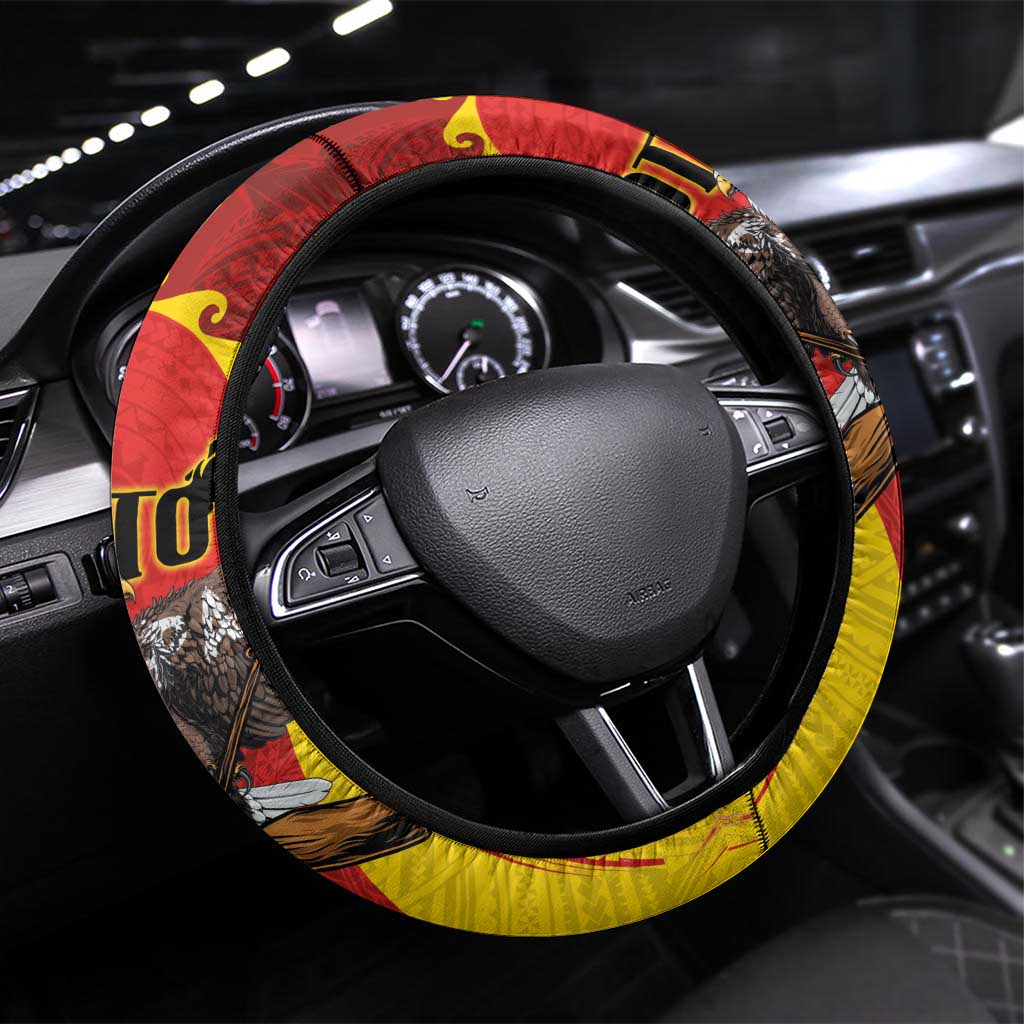 American Samoa Fautasi Race Steering Wheel Cover Pago Pago-Aeto Samoan Tattoo and Eagle