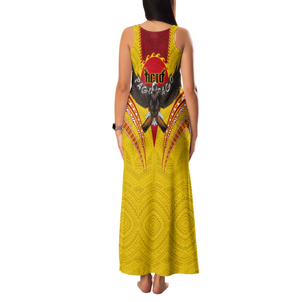 American Samoa Fautasi Race Tank Maxi Dress Pago Pago-Aeto Samoan Tattoo and Eagle