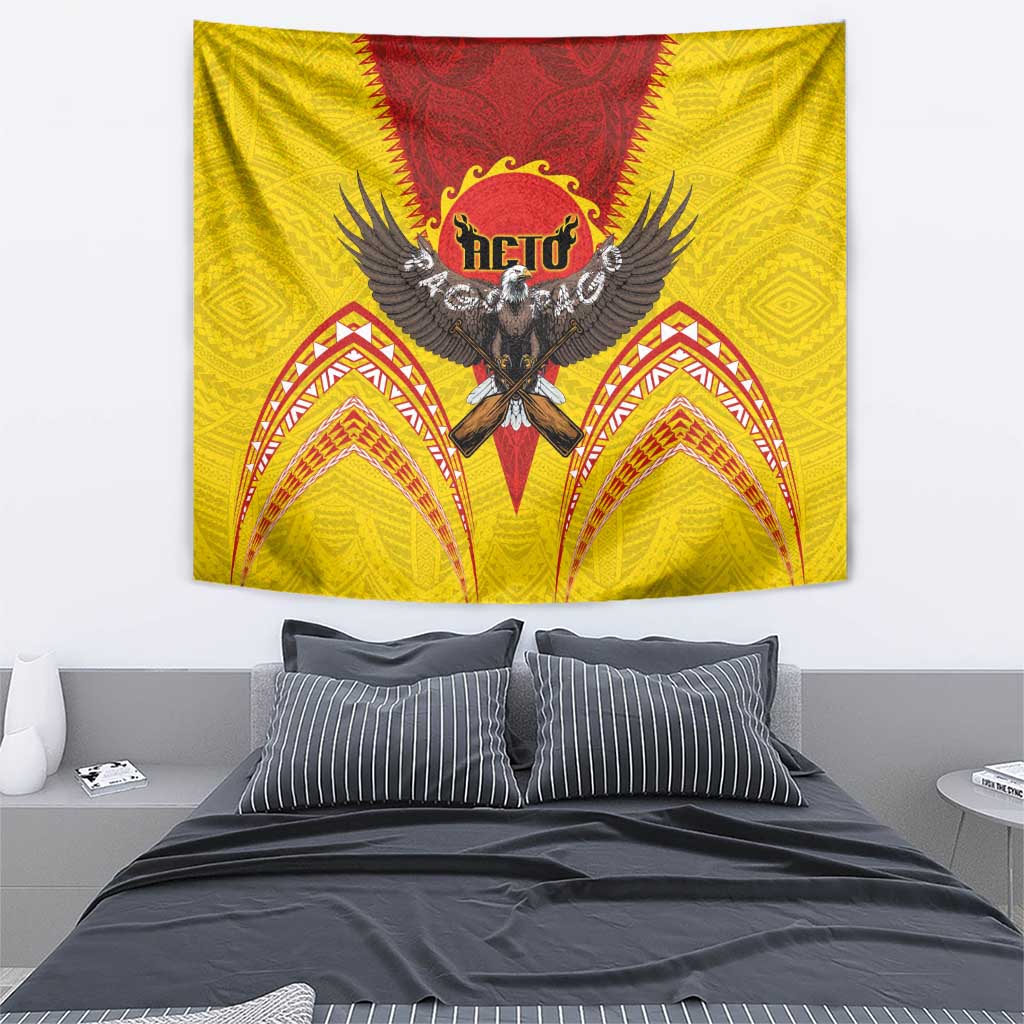American Samoa Fautasi Race Tapestry Pago Pago-Aeto Samoan Tattoo and Eagle