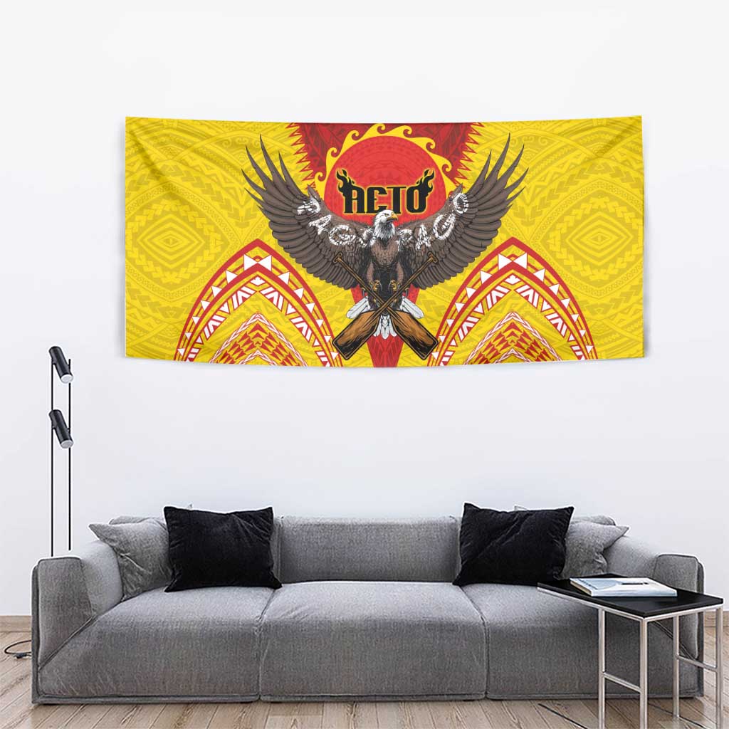 American Samoa Fautasi Race Tapestry Pago Pago-Aeto Samoan Tattoo and Eagle