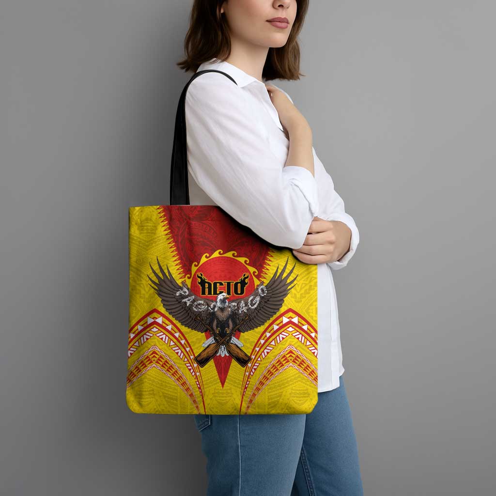American Samoa Fautasi Race Tote Bag Pago Pago-Aeto Samoan Tattoo and Eagle