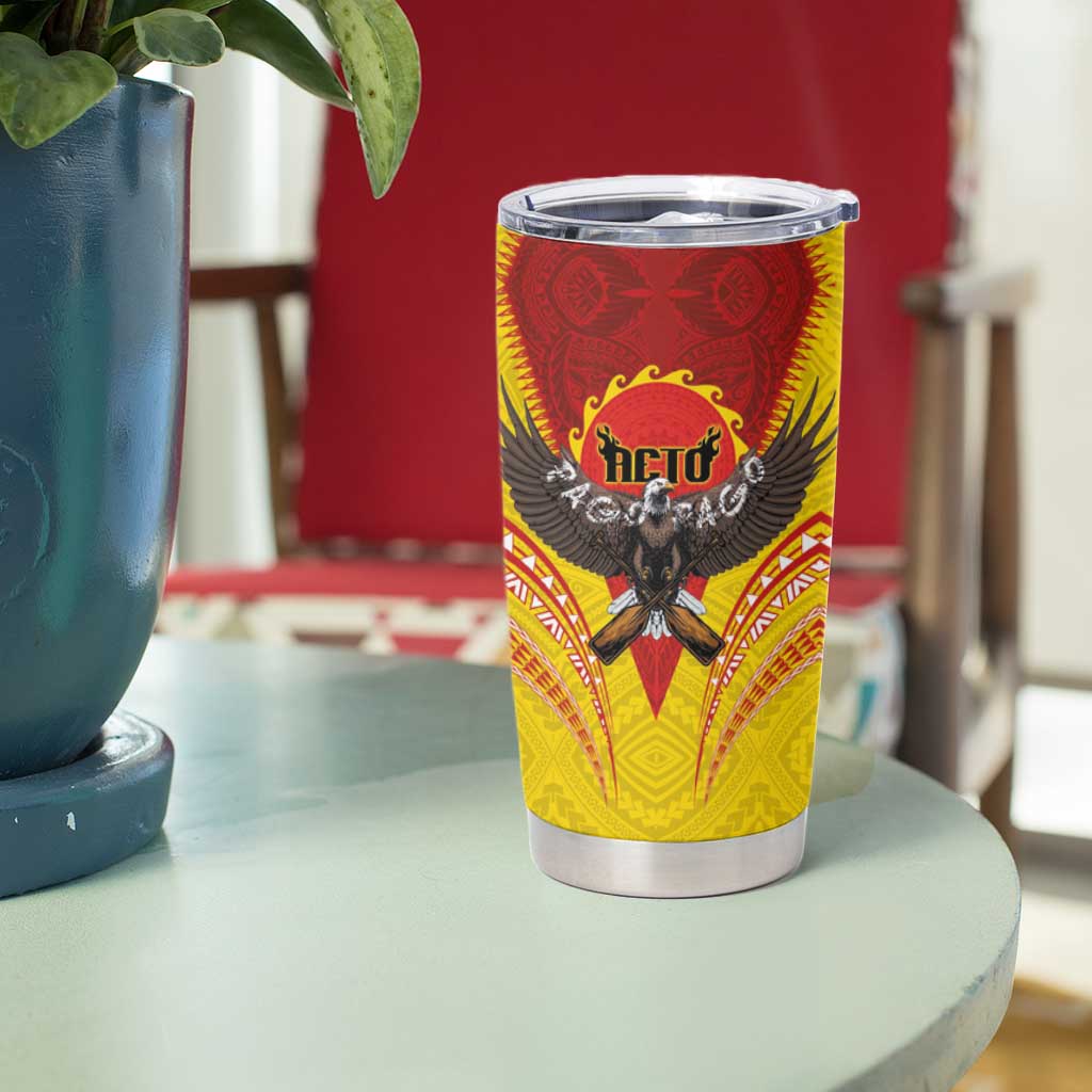 American Samoa Fautasi Race Tumbler Cup Pago Pago-Aeto Samoan Tattoo and Eagle