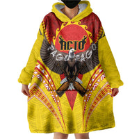 American Samoa Fautasi Race Wearable Blanket Hoodie Pago Pago-Aeto Samoan Tattoo and Eagle