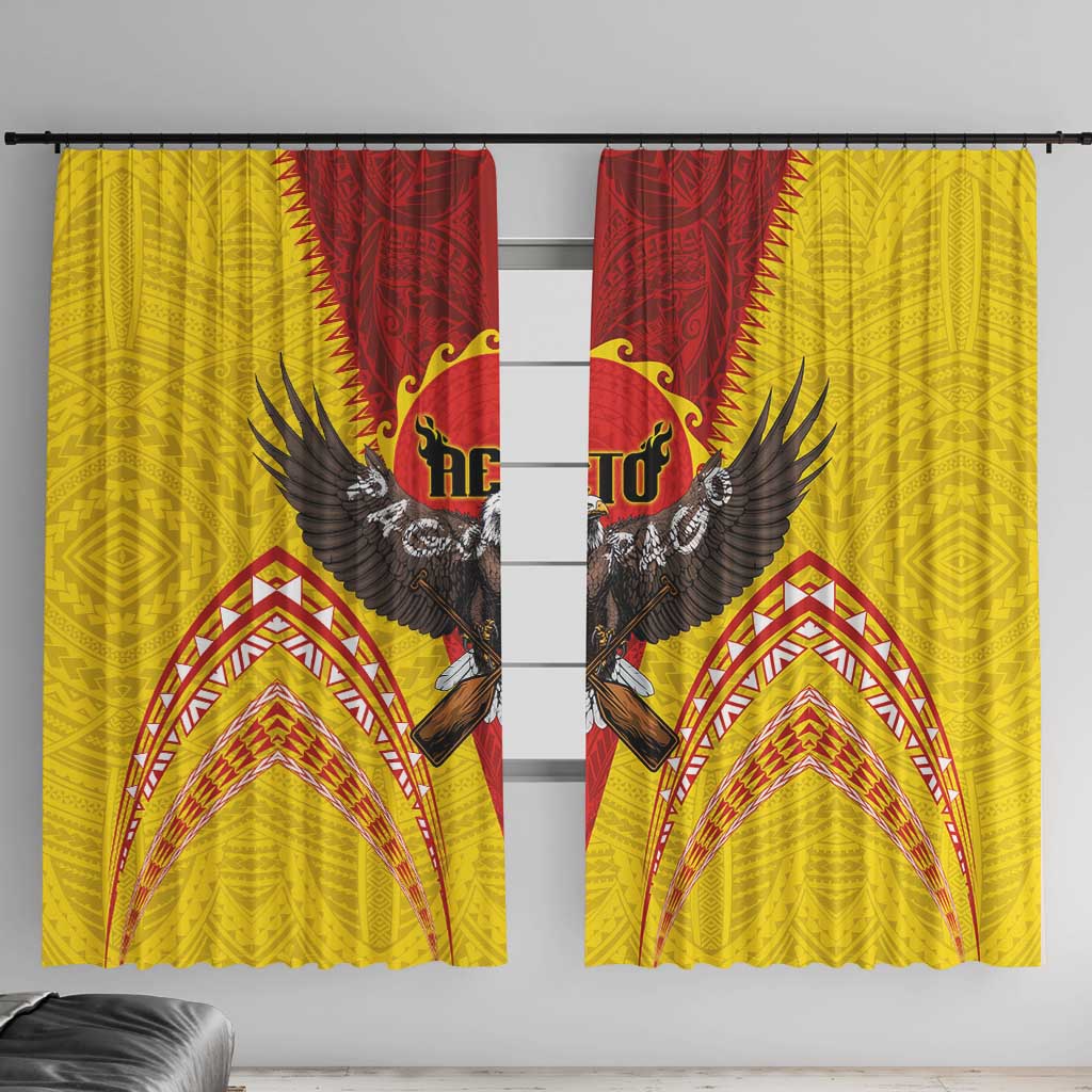 American Samoa Fautasi Race Window Curtain Pago Pago-Aeto Samoan Tattoo and Eagle