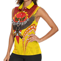 American Samoa Fautasi Race Women Sleeveless Polo Shirt Pago Pago-Aeto Samoan Tattoo and Eagle