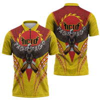 American Samoa Fautasi Race Zipper Polo Shirt Pago Pago-Aeto Samoan Tattoo and Eagle