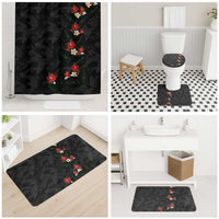Hawaiian Taro Leaves-Hibiscus and Plumeria Bathroom Set Floral Tribal Tattoo Motif