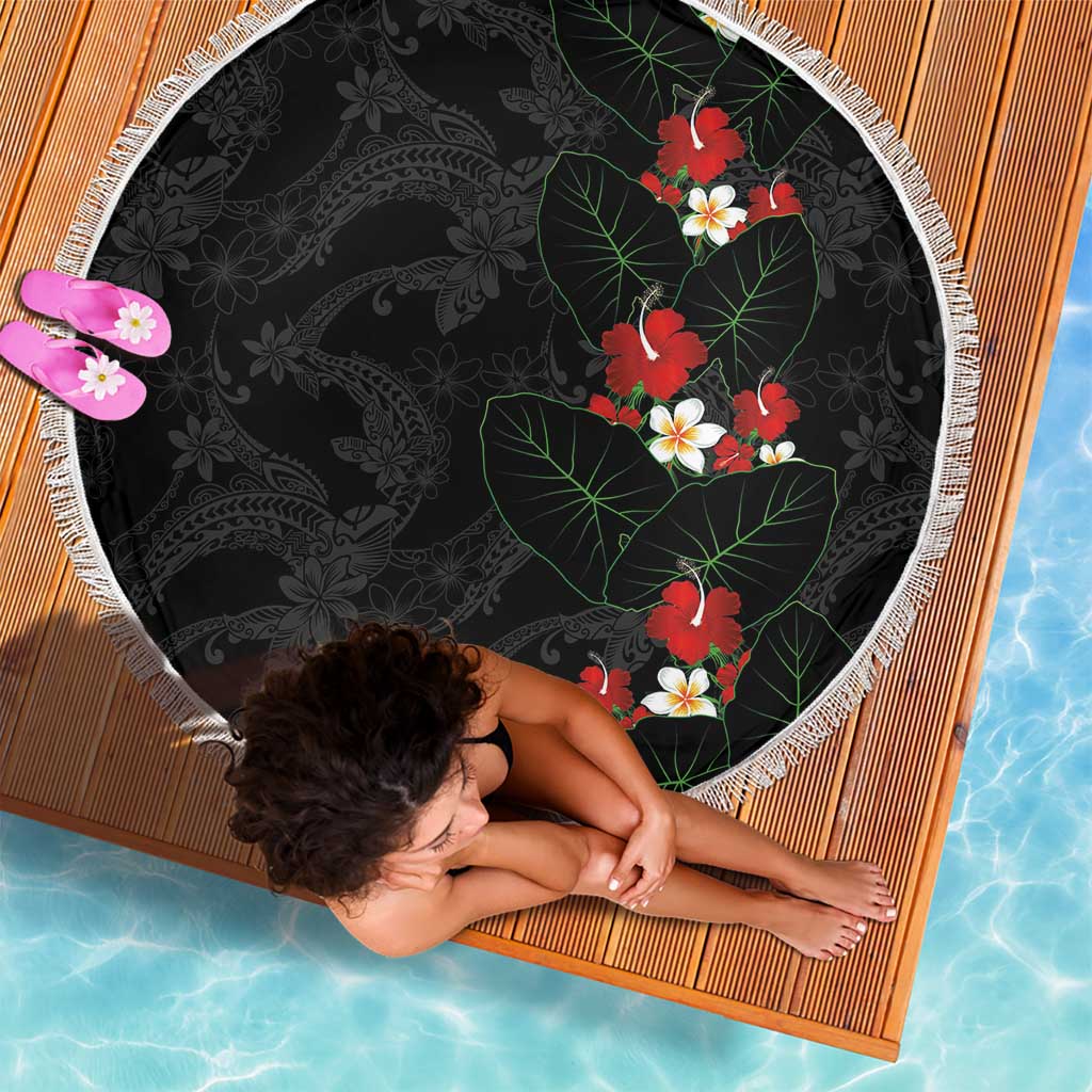 Hawaiian Taro Leaves-Hibiscus and Plumeria Beach Blanket Floral Tribal Tattoo Motif
