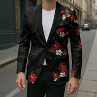 Hawaiian Taro Leaves-Hibiscus and Plumeria Blazer Floral Tribal Tattoo Motif