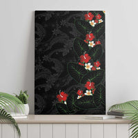Hawaiian Taro Leaves-Hibiscus and Plumeria Canvas Wall Art Floral Tribal Tattoo Motif LT03 - Polynesian Pride