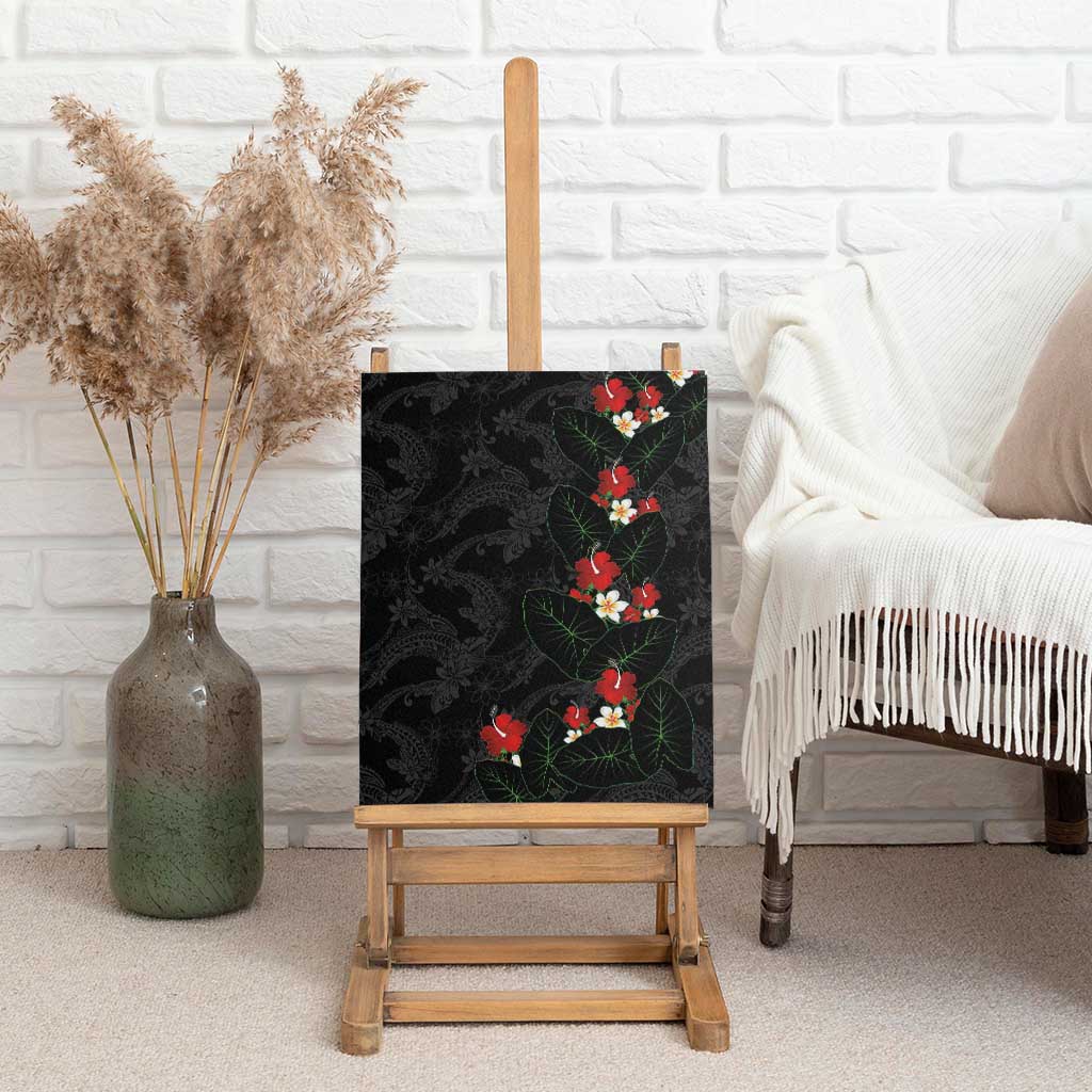 Hawaiian Taro Leaves-Hibiscus and Plumeria Canvas Wall Art Floral Tribal Tattoo Motif LT03 - Polynesian Pride