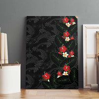 Hawaiian Taro Leaves-Hibiscus and Plumeria Canvas Wall Art Floral Tribal Tattoo Motif LT03 - Polynesian Pride